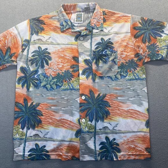 Ocean Current Mens Sz Large Hawaiian Shirt Palm Tree Tropical Casual Breathable - Picture 8 of 8